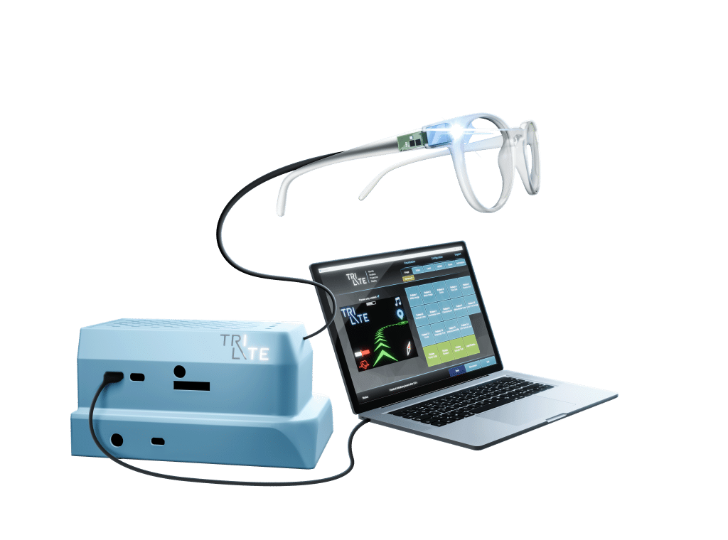 Trixel3 Evaluation Kit with glasses and laptop